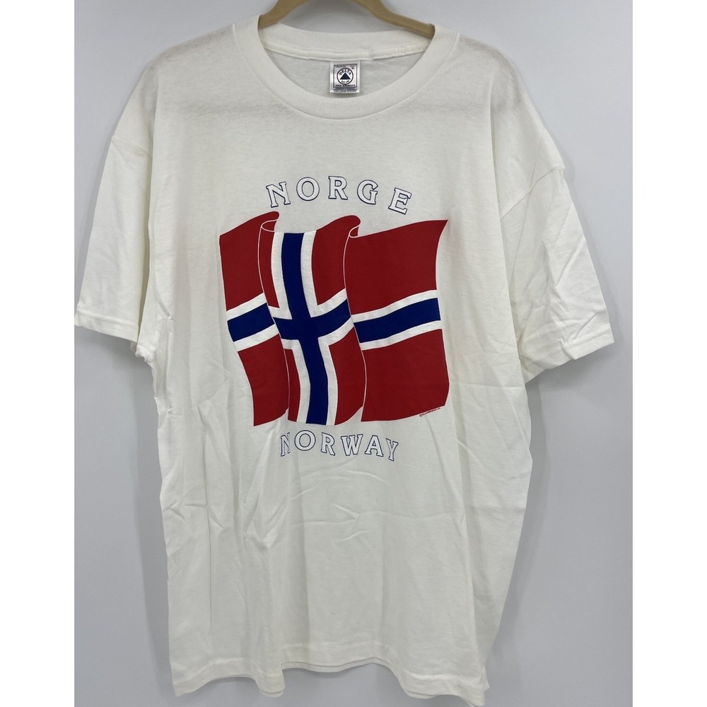 Norway T-shirt Norge Norwegian Flag Size XL Delta Pro Weight Vintage
